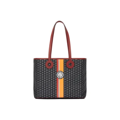 Moynat Холст Тоут Сумка Сумка через плечо Женская Угольный Черный Серебристый Серый Маддер Красный