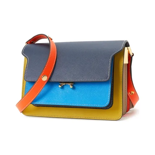 MARNI Основная часть Корова Кожа Аккордеонная Сумка Плечевая Сумка Средняя Женская Темно-Синий