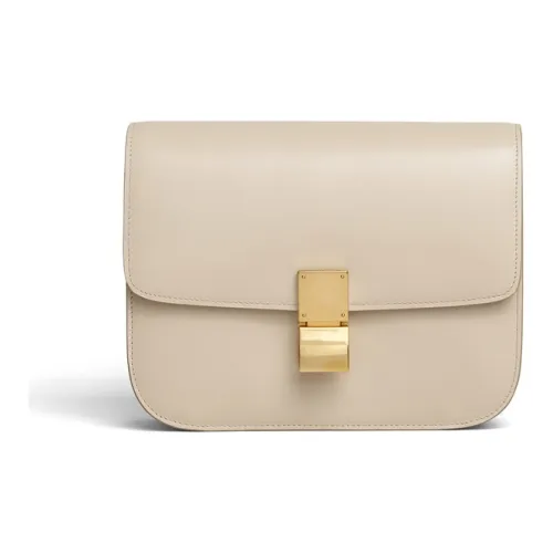 CELINE Классический Bo Полированная Коровья Кожа Квадратная Сумка Ручная Сумка Сумка через плечо Сумка на плечо Средний Женская Льняная