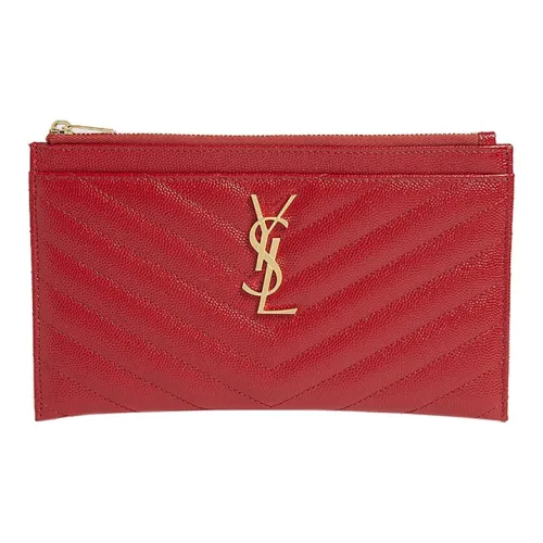 SAINT LAURENT Кошелек из коровьей кожи клатч женский красный