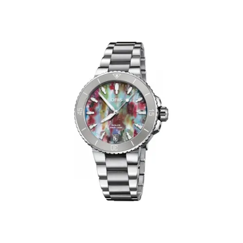 Oris Механический механизм Женские часы 36,5 мм Красный циферблат Корпус из нержавеющей стали Ремешок из нержавеющей стали