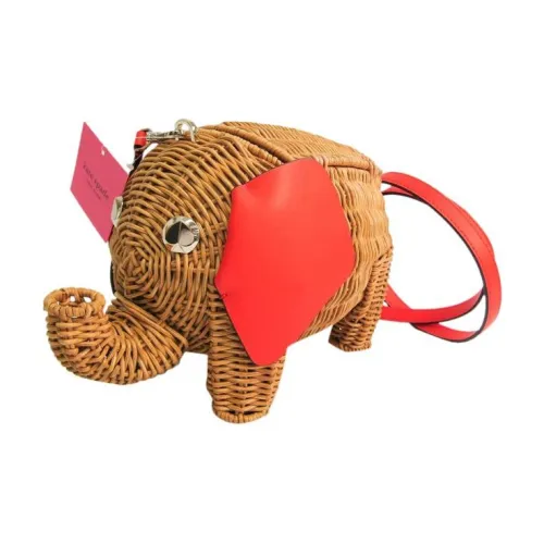 Kate Spade Соломенная плетеная цепочка через плечо Сумка Женская Коричневая и Красная