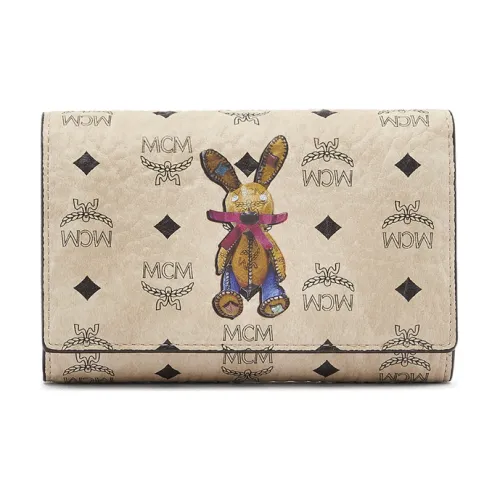 MCM Visetos Кожа с искусственной кожей Кошелек для монет Кошелек Большой Женский Бежевый