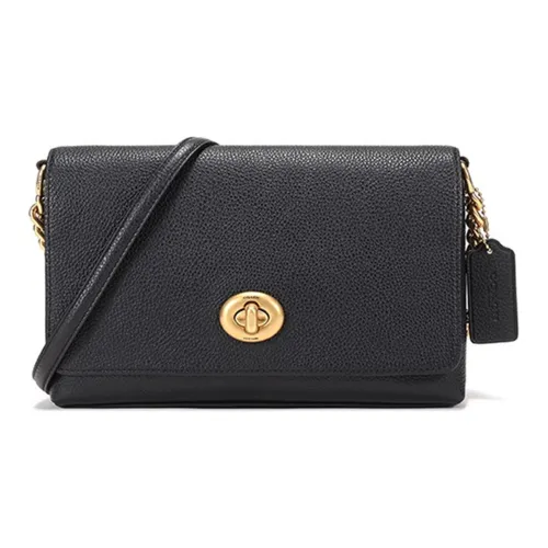 COACH Crosstown Pebble Кожа Маленькая Квадратная Сумка Сумка через плечо Средняя Женская Черная