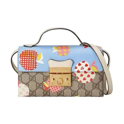 GUCCI Навесной замок Холст с кожей Сумка для коробок Сумка Сумка через плечо Сумка через плечо Мини Женская Эбеновый Синий