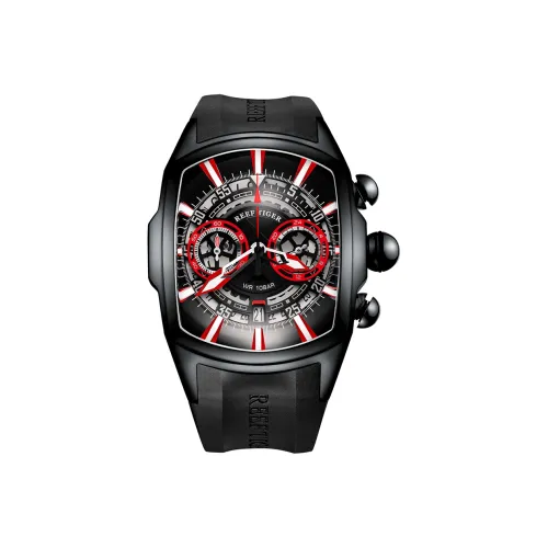 REEF TIGER Aurora Collection Tank VK Limited Edition Version Кварцевый механизм Часы Мужские Черный циферблат
