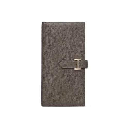 HERMES Bearn Телячья кожа Epsom Кошелек Женские Оловянно-серый