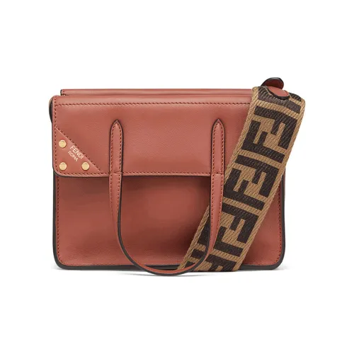 FENDI Телячья кожа Складной Тоут Сумка через плечо Сумка Маленькая Женская Коричневая