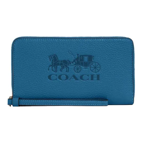 COACH Jes Кожа Кошелек Чехол для телефона Маленький Женский Синий