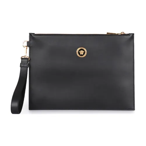 VERSACE Коровья кожа Коммутирование Монетница Клатч Стандартный Мужской Черный