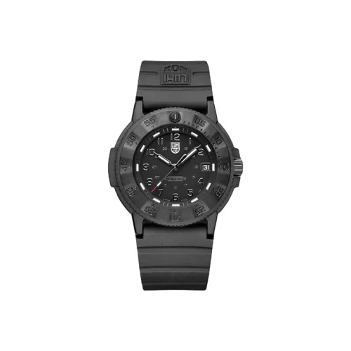 LUMINOX Кварцевый механизм Мужские часы Часы 43 мм Черный циферблат Углеродное волокно Чехол для часов Смольный ремешок
