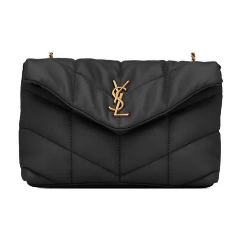 SAINT LAURENT LOULOUPUFFER Овчина Облачная Сумка Подушка Сумка Сумка через плечо Сумка на плечо Женская Черная