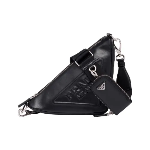 PRADA Triangle Leather 2-в-1 Triangle Bag Crossbody Bag Shoulder Bag Women's Black