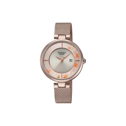 CASIO SHEEN Collection Кварцевый механизм Металлический ремешок Часы Женские Серебристый циферблат