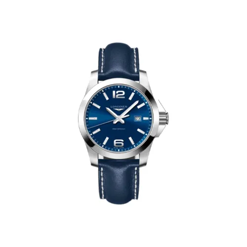 LONGINES Quartz Механизм Мужские часы Циферблат 43 мм Синий Нержавеющий корпус Кожаный ремешок