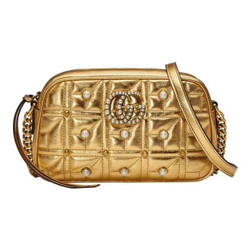 GUCCI GG Marmont Quilted кожа Camera сумка сумка через плечо маленькая женская золотая