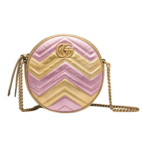 GUCCI GG Marmont Кожа Сумка через плечо Мини Женская Золотая Розовая