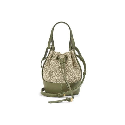 LOEWE Balloon Телячья кожа Холст Сумка через плечо сумка через плечо Мини Женская Зеленая