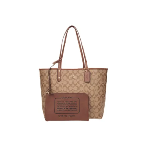 COACH Городская сумка PVC Tote сумка для покупок сумка сумка через плечо большая женская коричневая