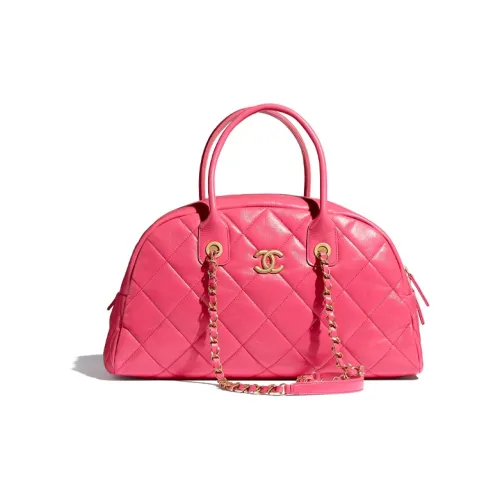 CHANEL Сумка для боулинга из телячьей кожи через плечо на одно плечо женская розовая
