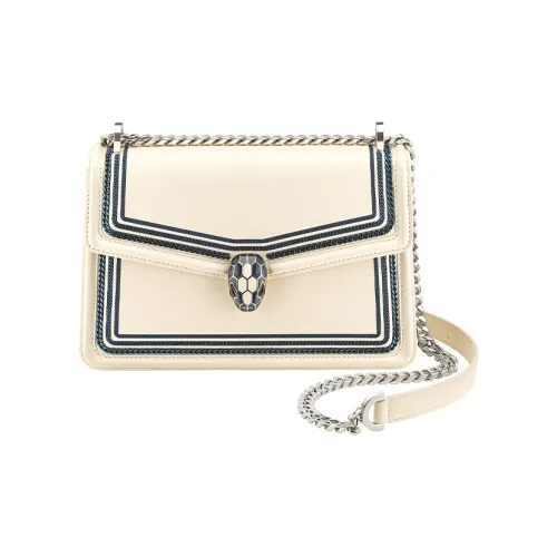 BVLGARI Serpenti Diamond Blast Телячья кожа Сумка через плечо Маленькая Женская Черная Белая