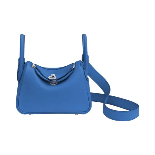 HERMES Lindy Swift Телячья кожа Сумка через плечо Сумка Мини Женская 71 BLEU Франция Французский синий
