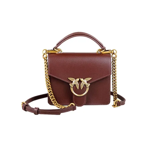 PINKO SIMPLY Коровья кожа Портативная Сумка через плечо Одно плечо Мини Женская Коричневый