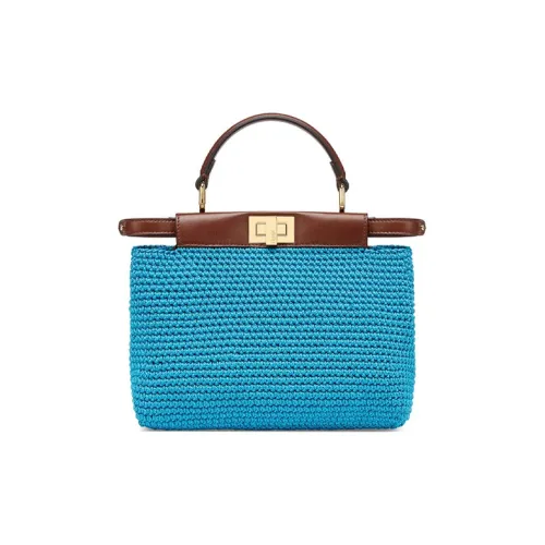 FENDI Peekaboo Сумка через плечо с тканью и кожей мини-сумка женская синяя