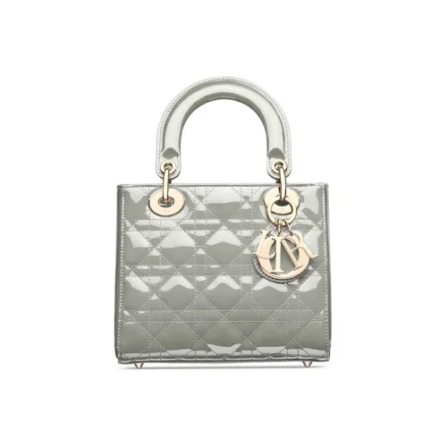 DIOR Lady Dior Лакированная кожа Телячья кожа Сумка Сумка через плечо Сумка через плечо Сумка Lady Dior Клатч Маленький Женский Серый