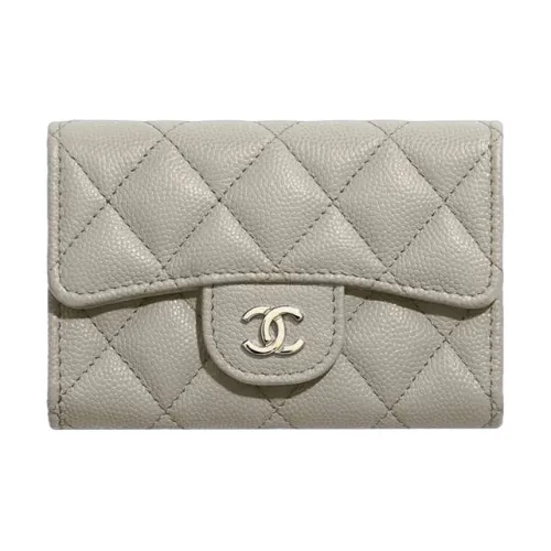 CHANEL Lambskin Coin Wallet Women's Milk Coffee