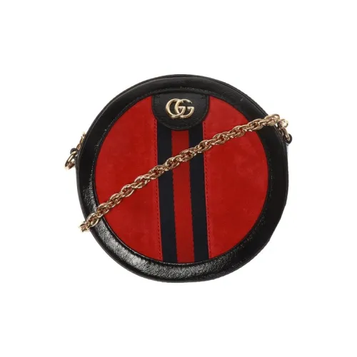 GUCCI Ophidia Замша с Синтетической Кожей Круглая Сумка Сумка через плечо Мини Женская Красная Черная
