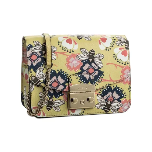 Furla Metropolis Collection Кожа Маленькая Квадратная Сумка Сумка через плечо Маленькая Женская Желтая