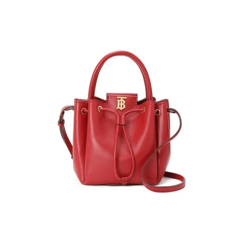 Burberry Корова Кожа Ведрообразная Сумка Ручная Сумка Сумка через плечо Женская Красная