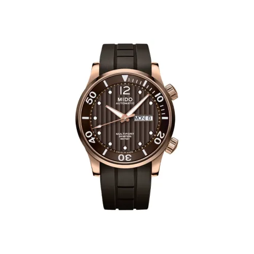 MIDO Rudder Hand Collection Автоматический Механический Часы Мужские 42 мм Коричневый Циферблат Резиновый Ремешок