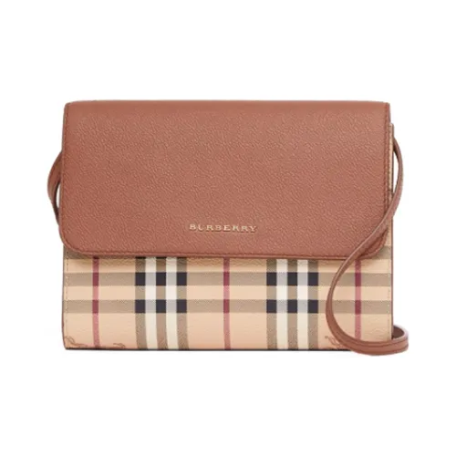 Burberry Винтаж Холст и Кожа Сумка через плечо Стандартная Женская Коричневая