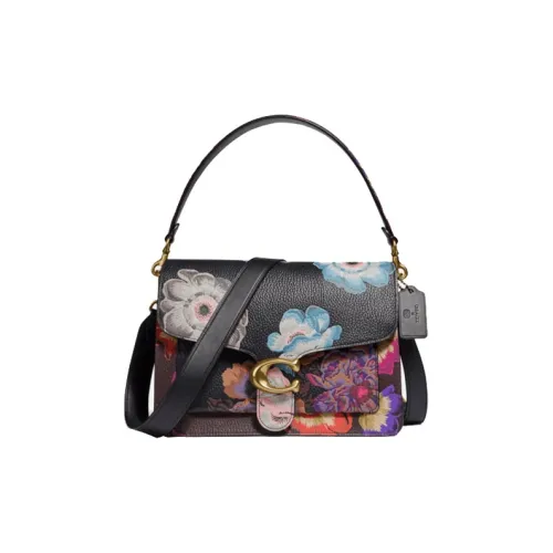 COACH Tabby Полированный GRAIN LEATHER Портативный Через плечо Подмышечный Сумка на плечо Средний Женские Черный узор