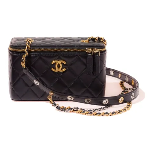 CHANEL Овчина Сумка для коробок Маленькая коробка Сумка через плечо Makeup Bag Женская Черная