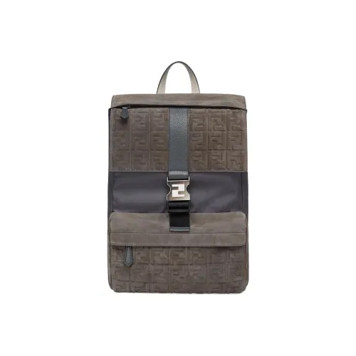 FENDI Замша Сумка Рюкзак Средний Мужской Темно-Серый