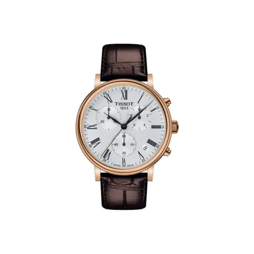 Tissot Carson Elite Series Кварцевый механизм Мужские часы Часы 41 мм Серебристый циферблат Корпус из нержавеющей стали