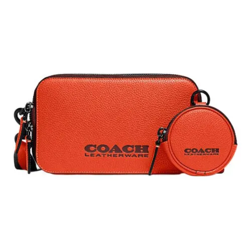 COACH Charter Коровья кожа Camera Сумка Сумка через плечо Маленький Мужской Оранжево-красный