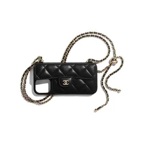 CHANEL Овчина 2 в 1 Кошелек Чехол для телефона Через плечо Чехол для телефона Женский Черный