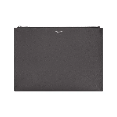 SAINT LAURENT Кожа Планшет Сумка Клатч Мужской Серый Белый