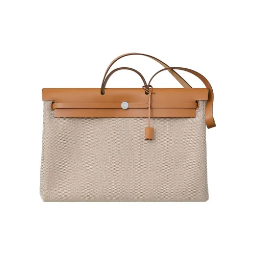 HERMES Herbag Zip Холст и Кожа Сумка Сумка через плечо Сумка через плечо Унисекс Бежевый