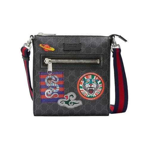 GUCCI GG Supreme Холст Сумка через плечо Стандартная Мужская Черная Серый