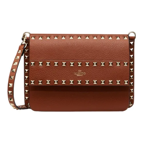 Valentino Rockstud Сумка через плечо из телячьей кожи Женская Коричневая