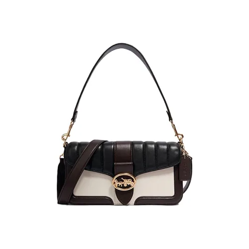 COACH Georgie Кожа Dionysus Сумка на плечо Портативная сумка через плечо Женская черная и белая