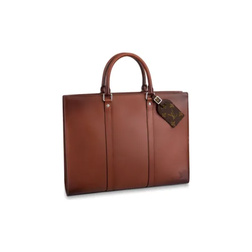 LOUIS VUITTON Sac Plat Корова Кожа Гармошка-Боковая Сумка Доска для ноутбука Мужская Коричневая Сумка