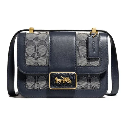 COACH Alie Кожа Маленькая Квадратная Сумка через плечо Маленькая Женская Темно-синяя