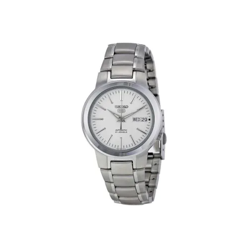 SEIKO Series 5 Механический механизм часы с ремешком из нержавеющей стали белый циферблат мужские часы модель SNKA01K1