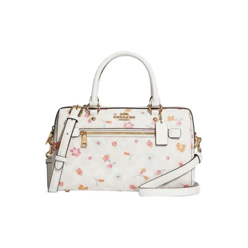 COACH Rowan ПВХ с кожей через плечо сумка средний размер женская белая